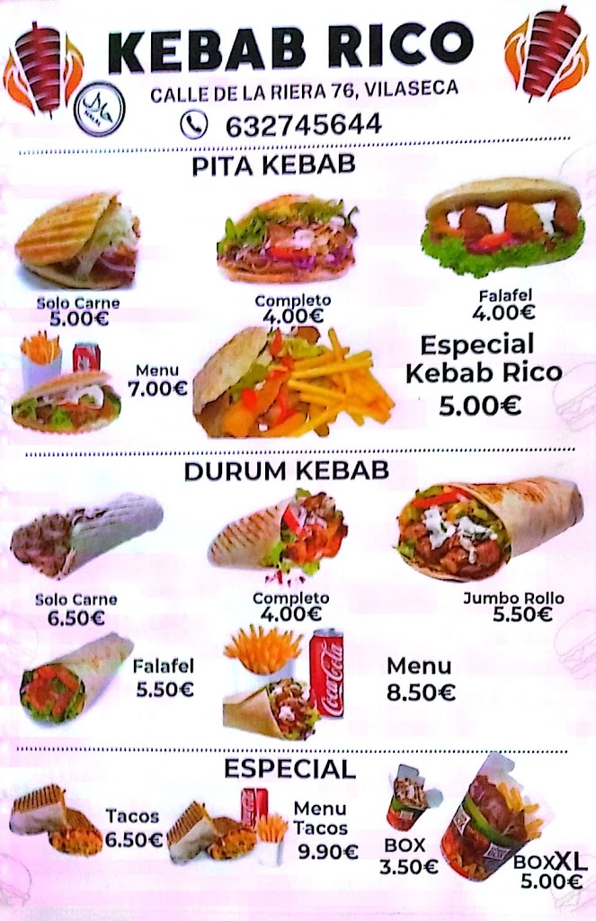 Kebab Rico — Carta