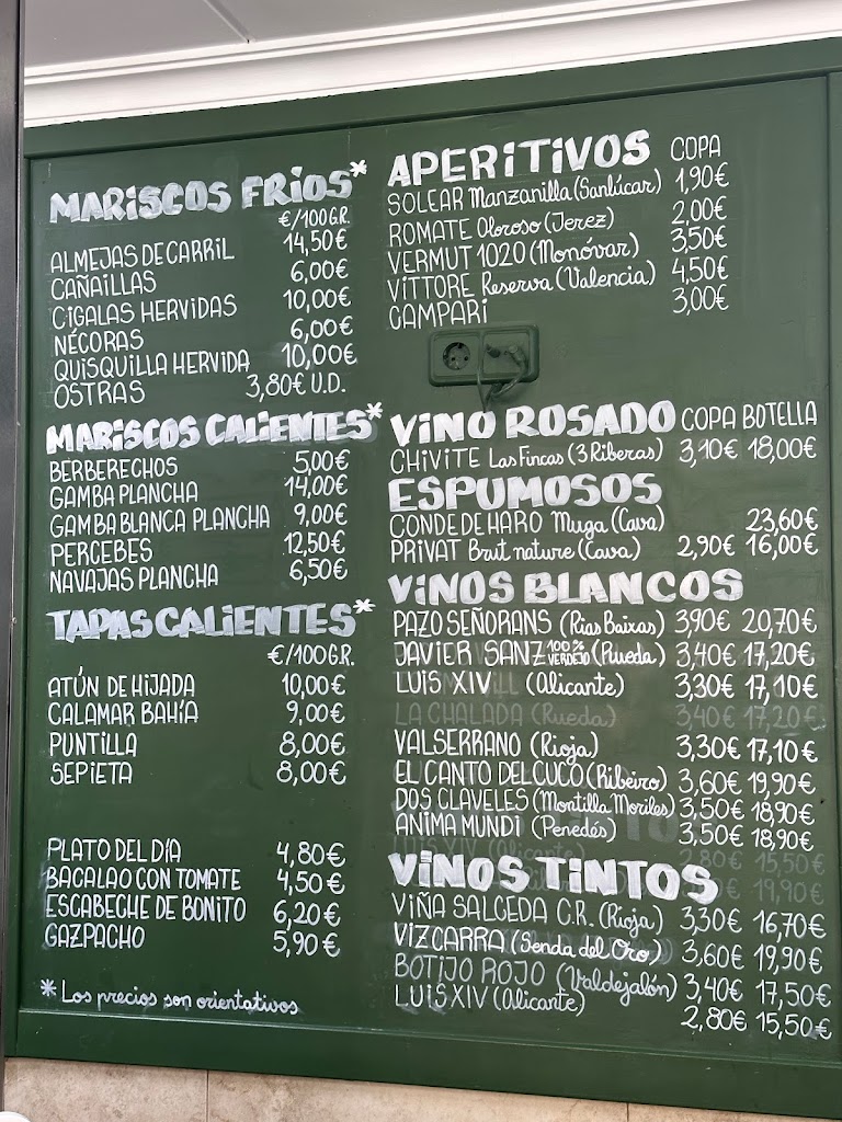 Bar Toldo — Carta