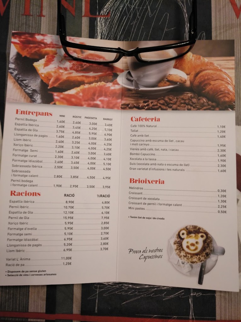 L'Anima. Ibericos, cafeteria y bodega — Carta