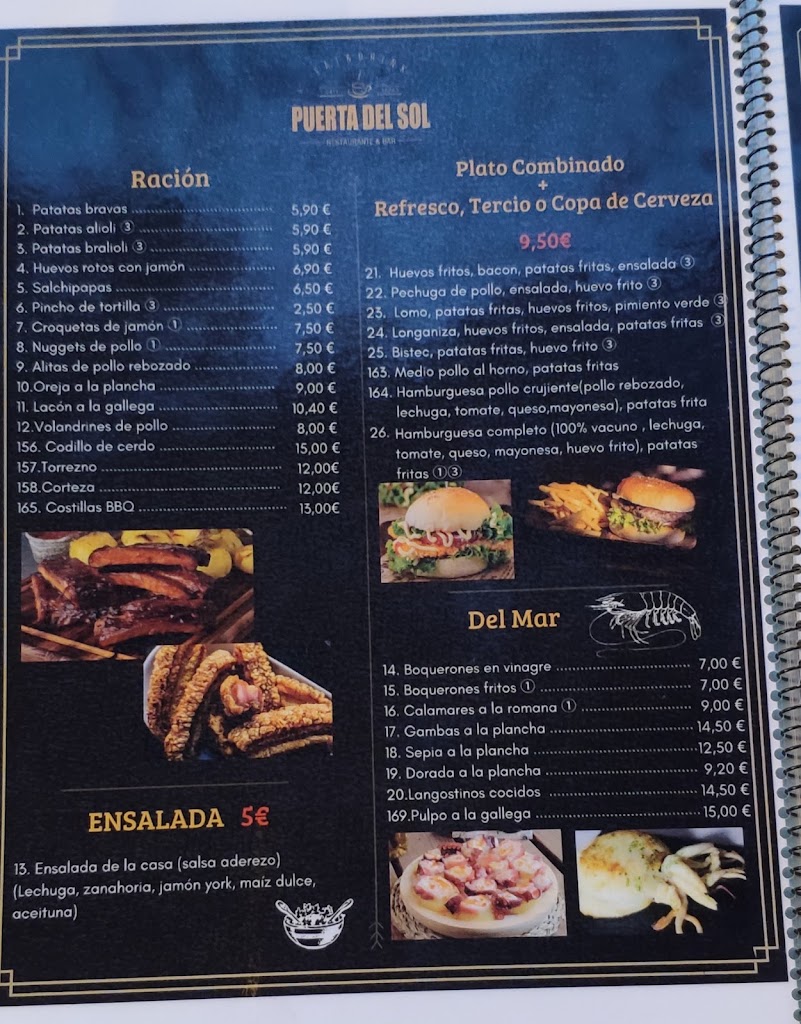 Bar Restautante Puerta del Sol — Carta