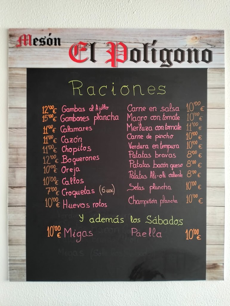 Meson El Poligono — Carta