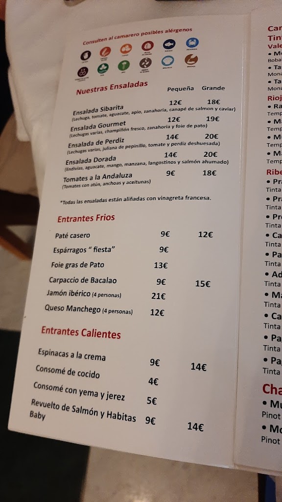 La Tarta Dorada — Carta