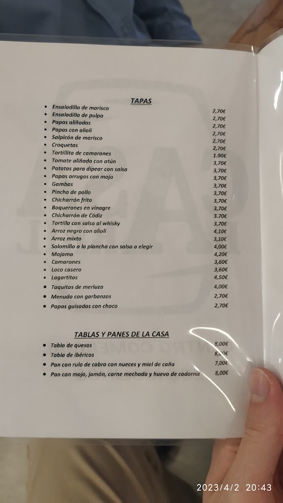 Casa barril utrera — Carta