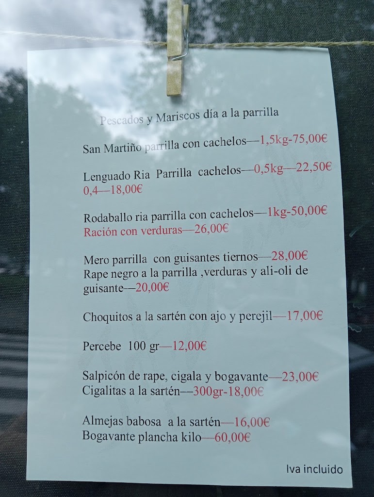 Restaurante O Ferro — Carta