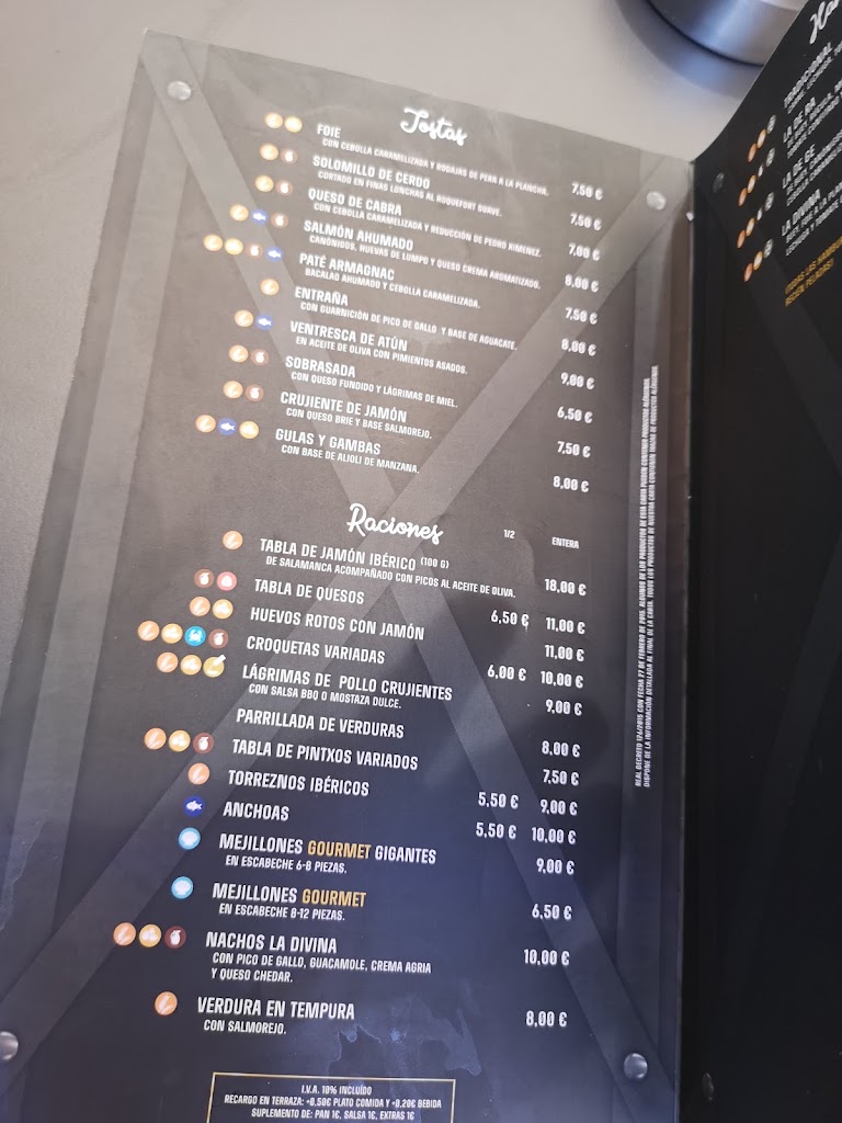 Restaurante La Divina mas Ke Tapas — Carta