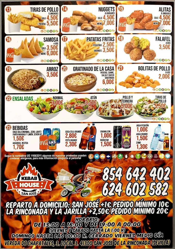 Kebab house San Jose — Carta