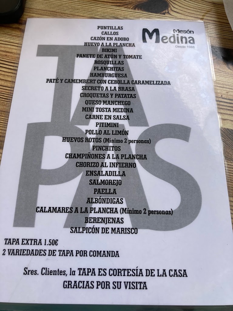Meson Medina — Carta