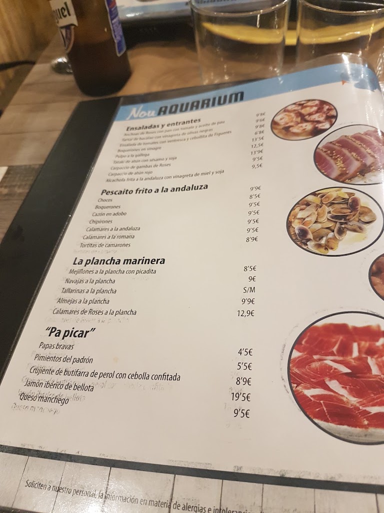 Restaurant Nou Aquarium — Carta