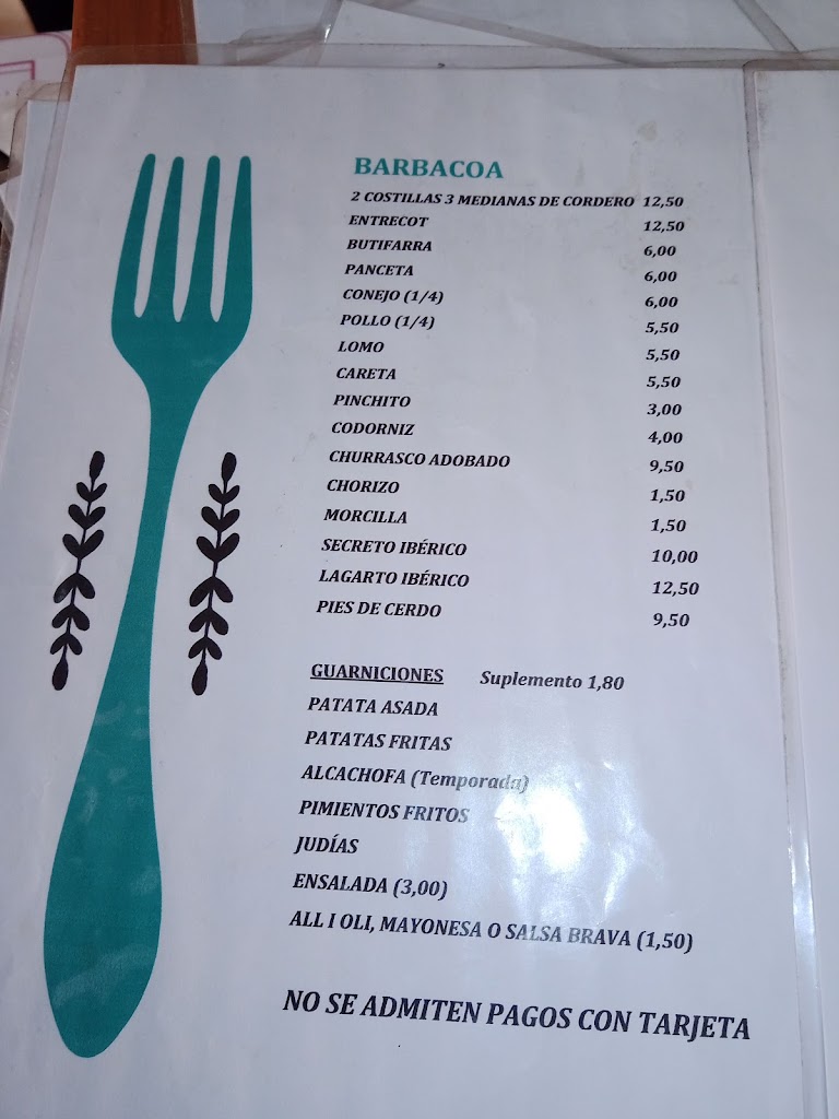 Bar Andres — Carta