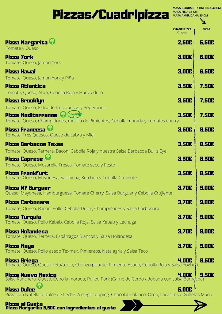 Pizzeria Selva Maya — Carta