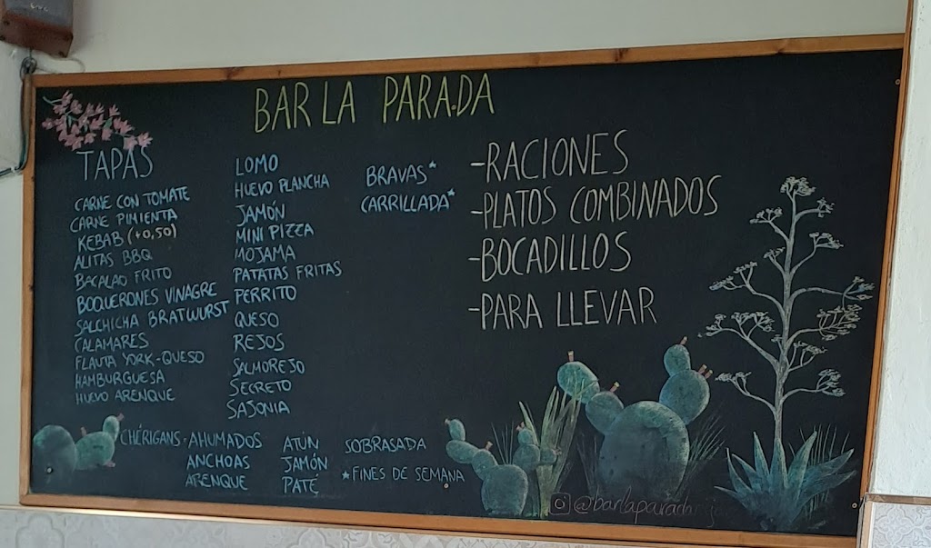 Cafeteria-Bar La Parada Nijar — Carta