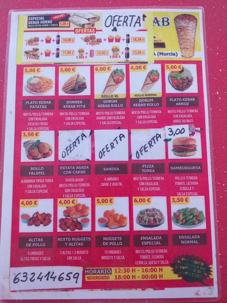 Doner Kebab General Anzar — Carta