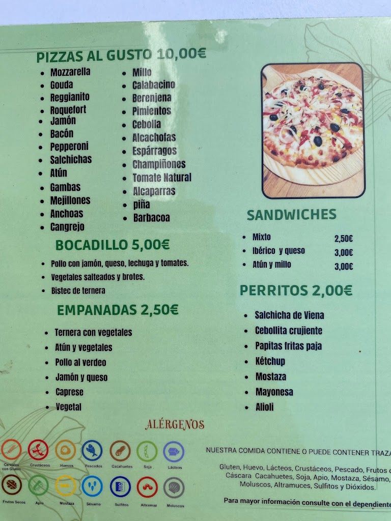 Montana de sabores — Carta