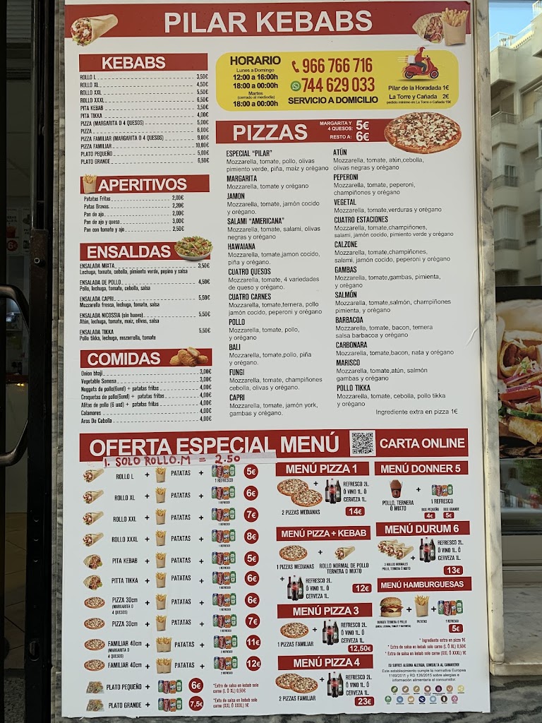 Pilar Kebabs — Carta