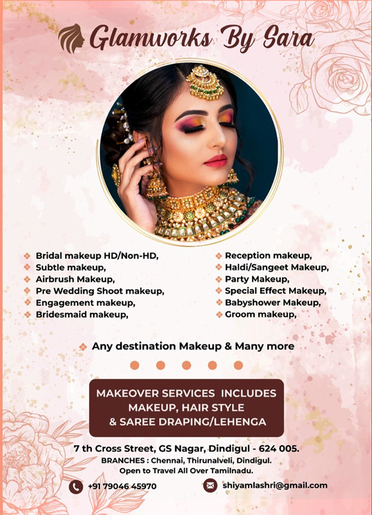 Glamworksbysara Dindigul Bridal Makeup Dindigul Makeup Artist Open To Travel