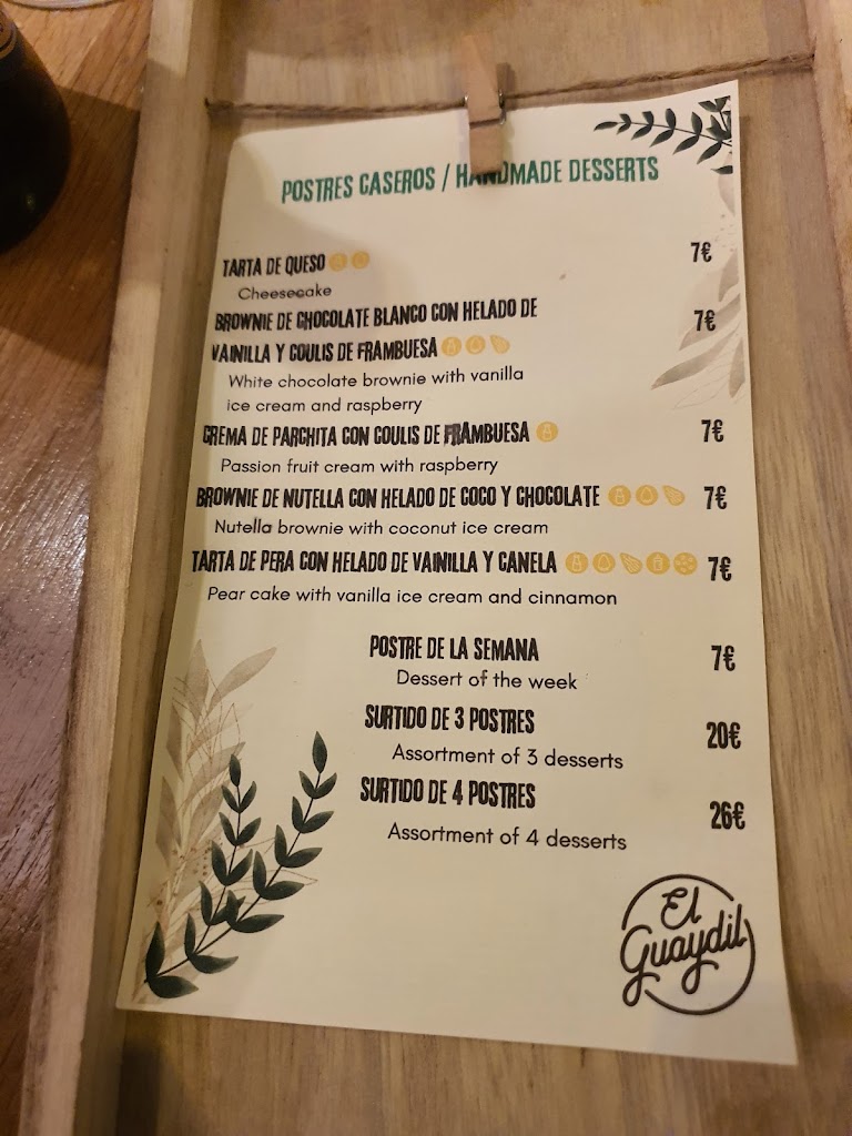 Restaurante Guaydil — Carta