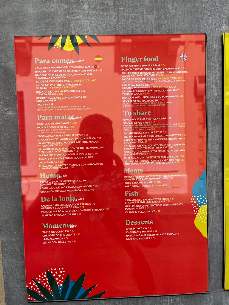 Sensur Gastrobar — Carta