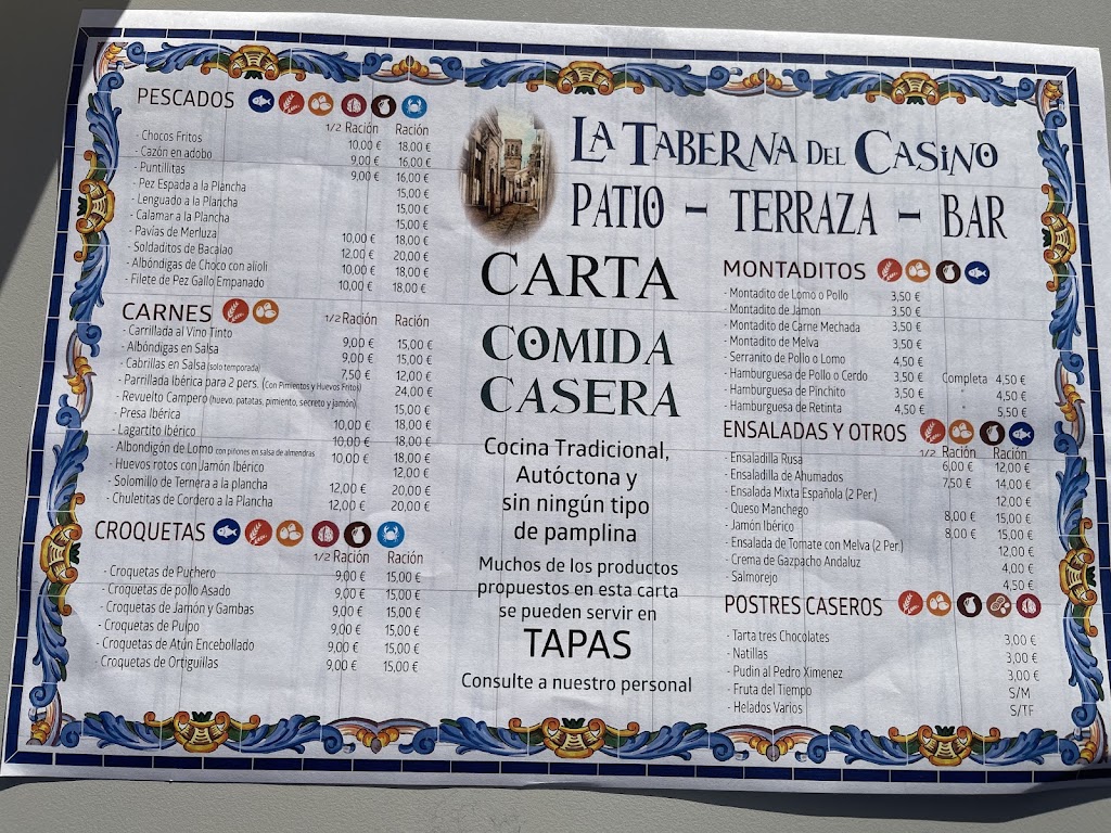 La taberna del Casino — Carta