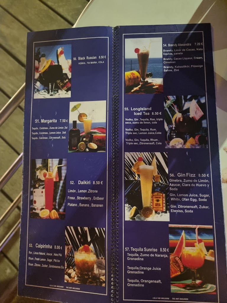 Cocteleria Golden Corner — Carta