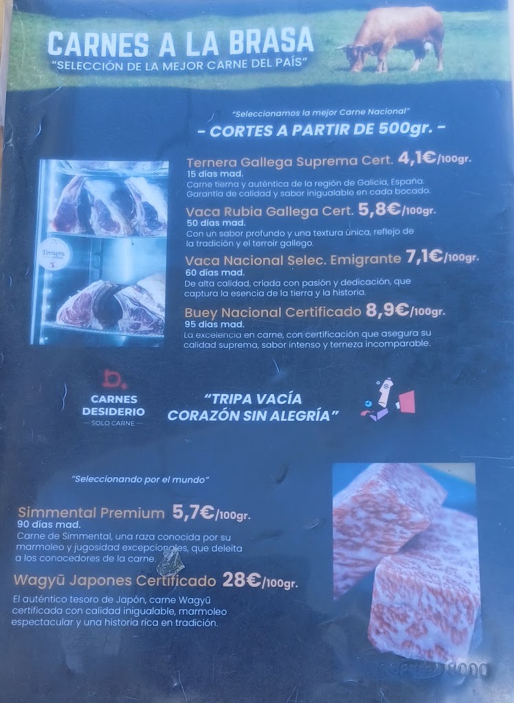 Restaurante & Hostal El Emigrante — Carta