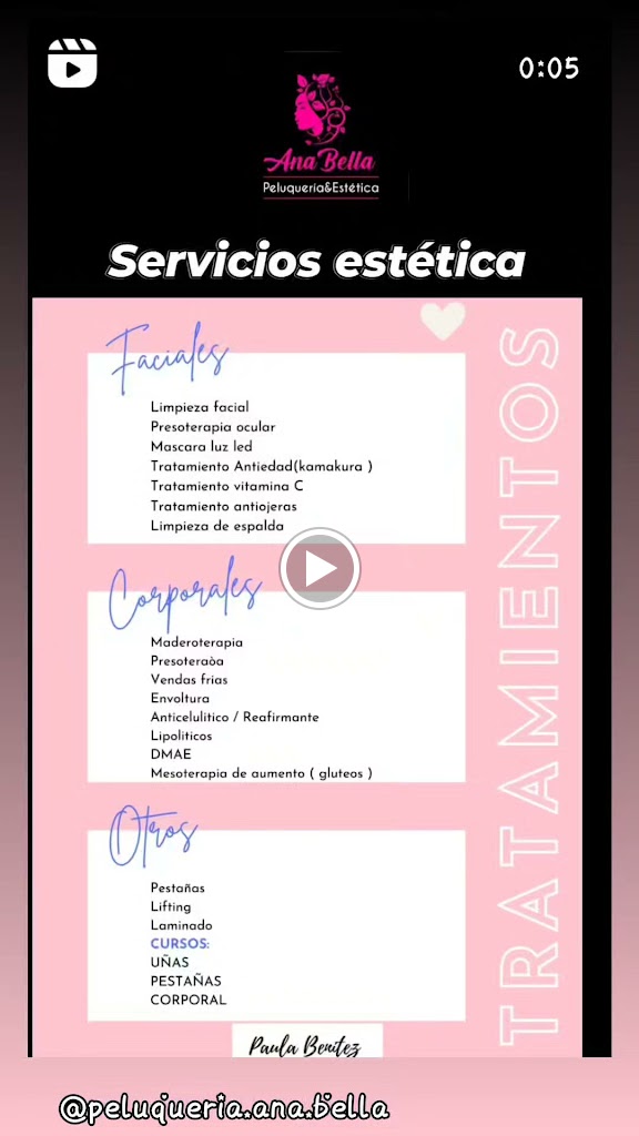 Peluqueria y Estetica Ana Bella — Carta