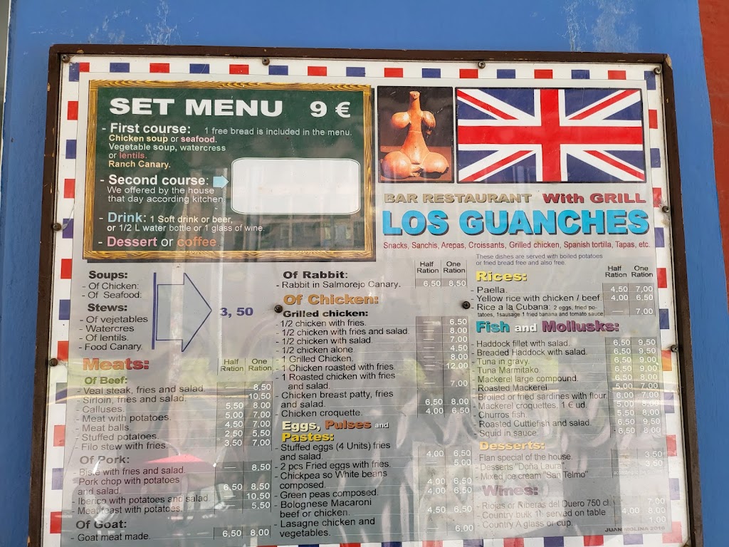 Bar Asador los Guanches — Carta