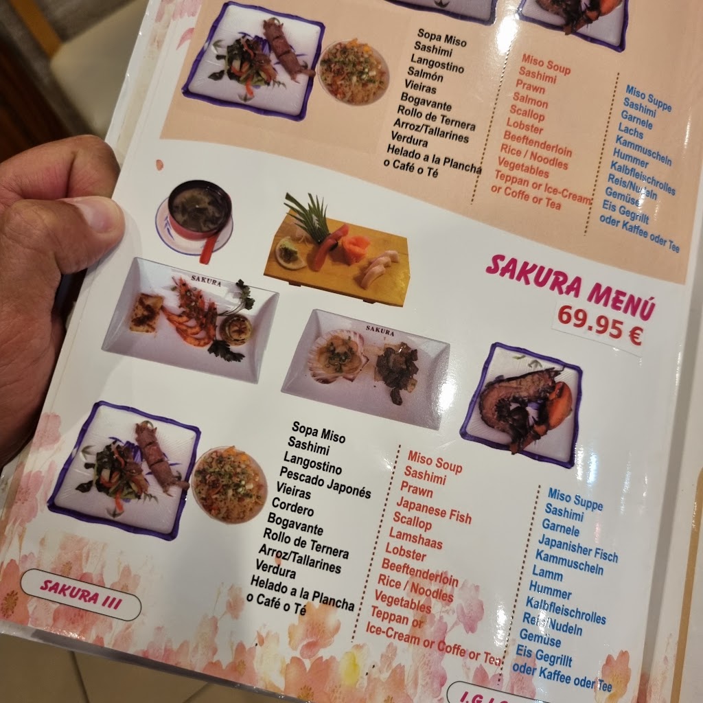 Restaurante Sakura III — Carta