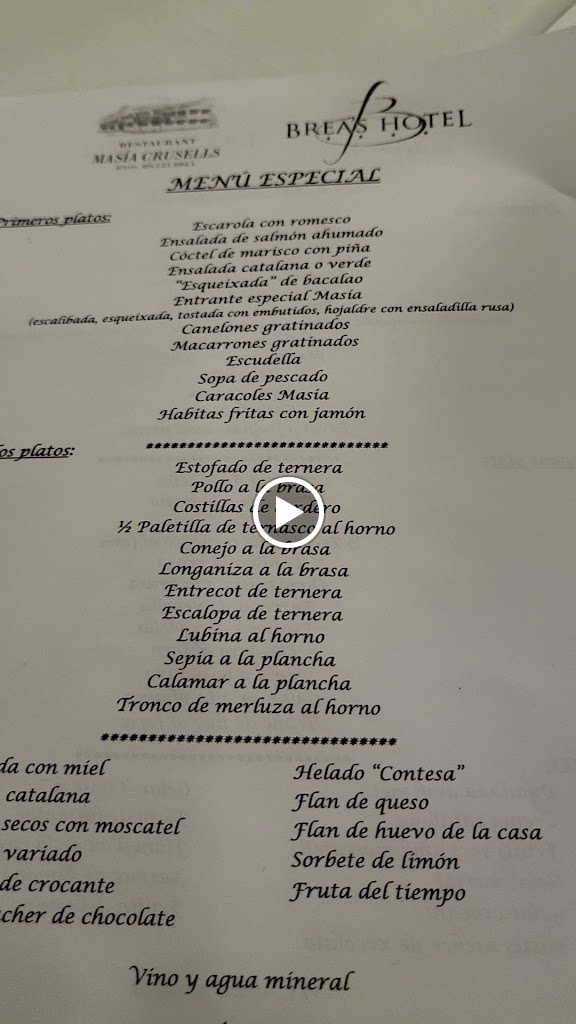 Masia Crusells — Carta