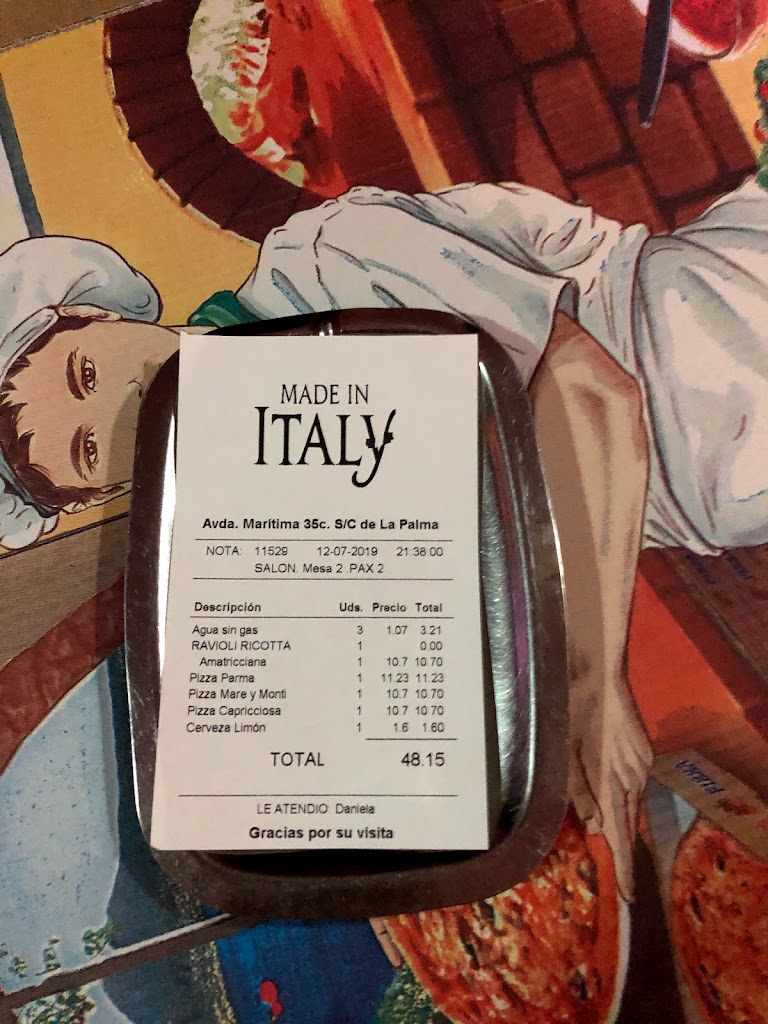 Pizzeria Made in Italy | La Palma — Carta