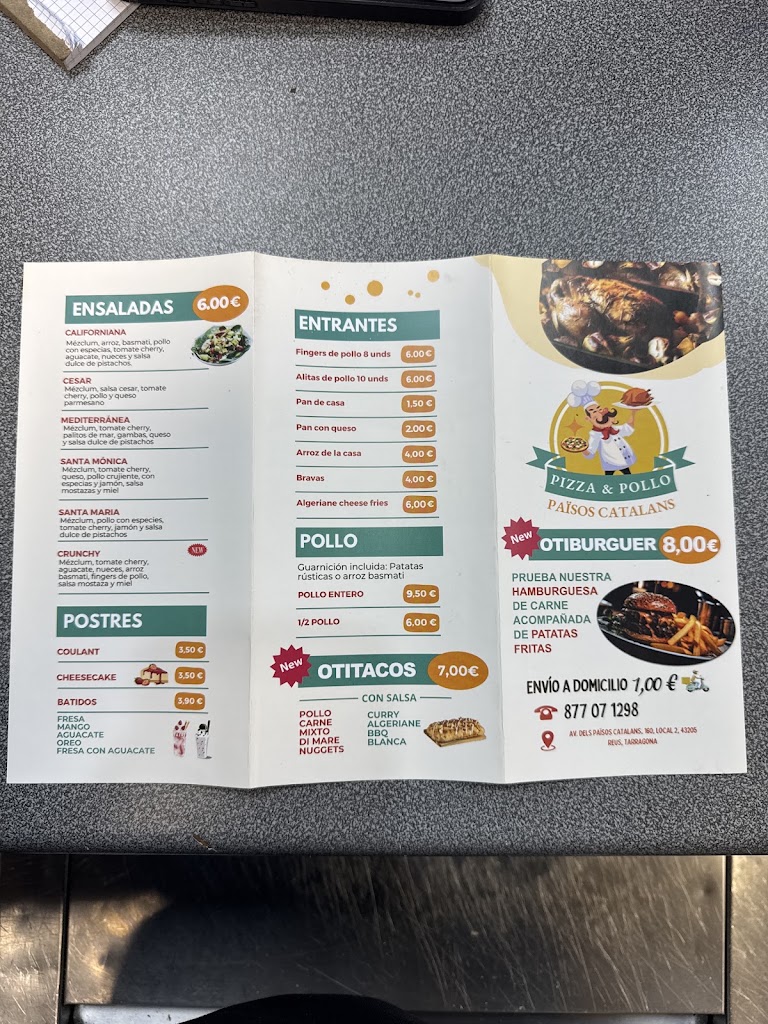 Pizza i Pollo Reus Paisos Catalans — Carta