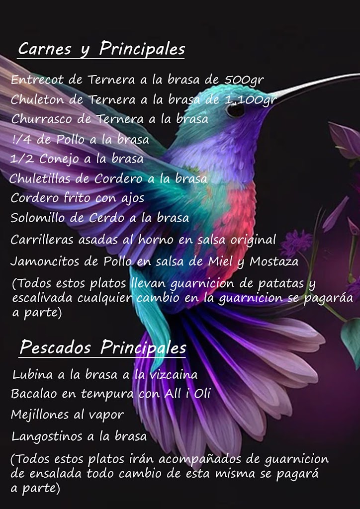 Restaurante Braseria El Colibri' — Carta