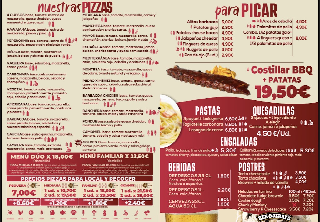 Pizzeria Mayor — Carta