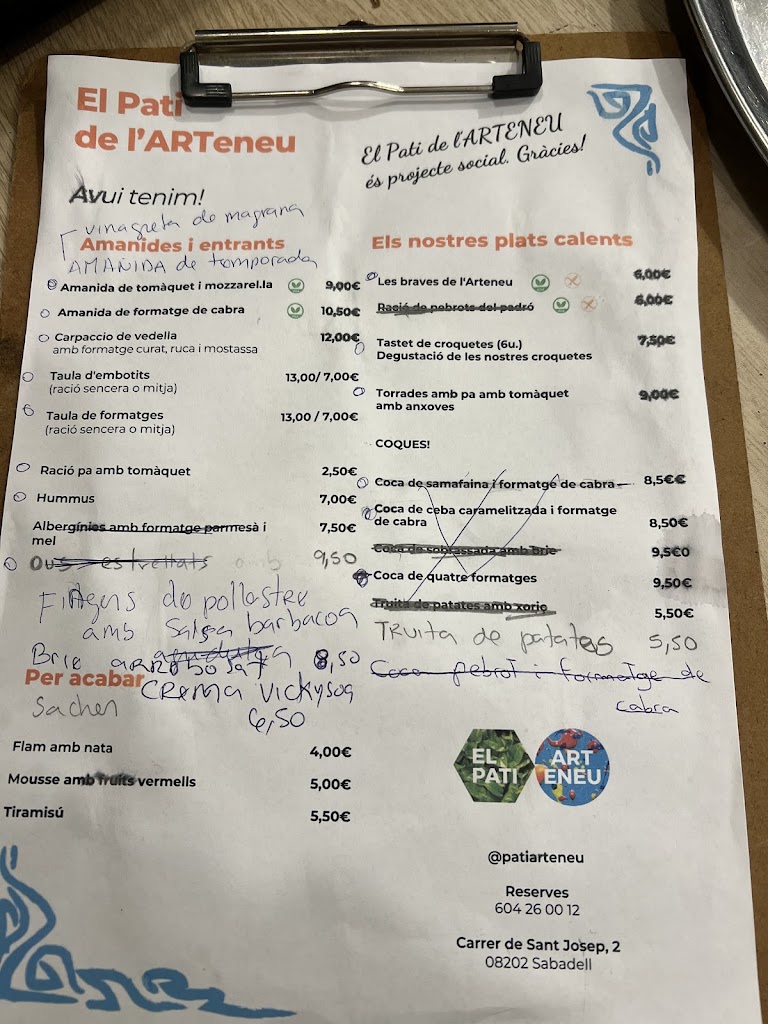 El pati de l'Arteneu — Carta