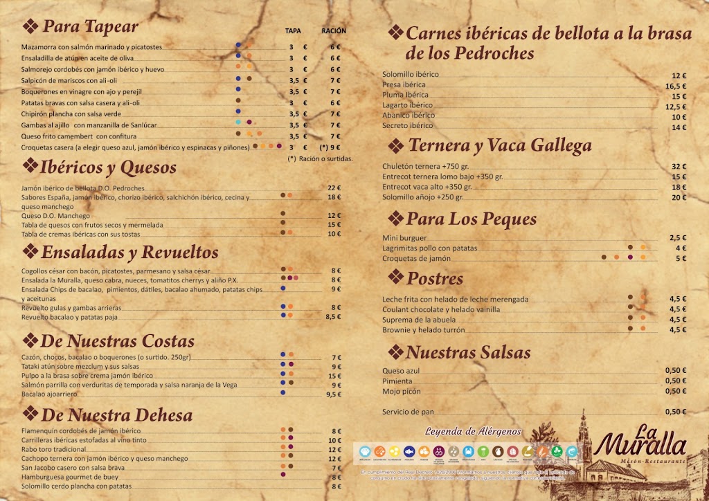 Bar- Restaurante La Muralla de Palma — Carta