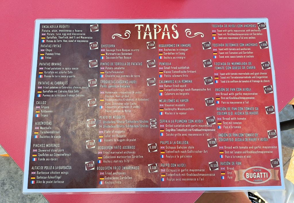 Tasca Bugatti — Carta