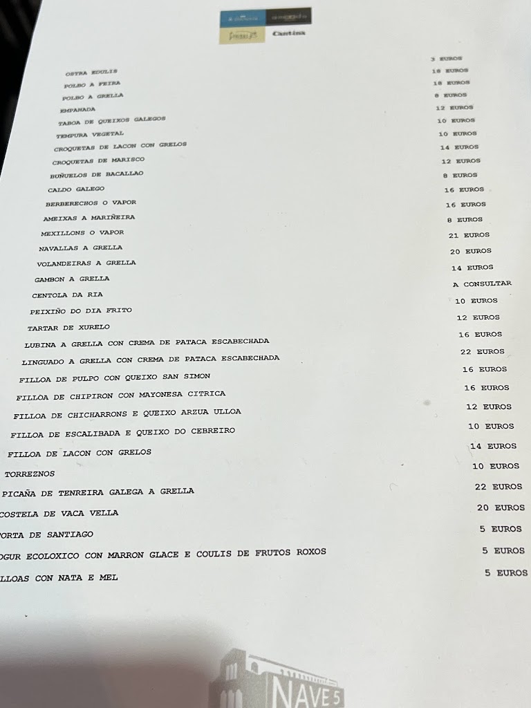 Restaurante A Ostreria — Carta