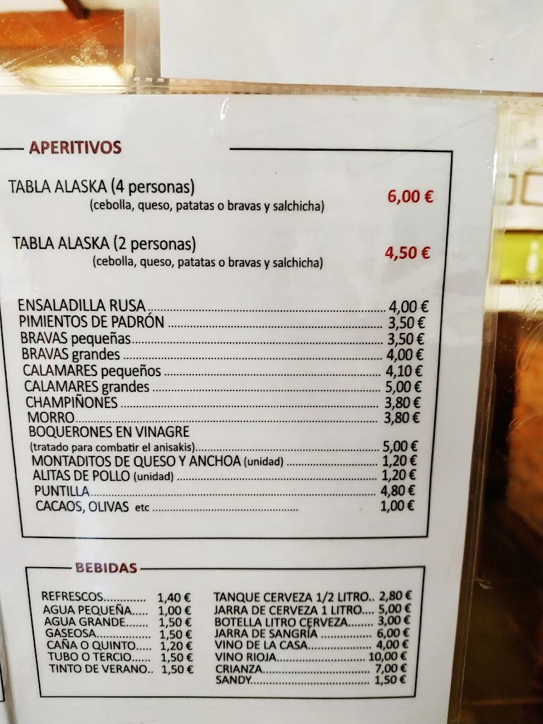 Bar Alaska — Carta