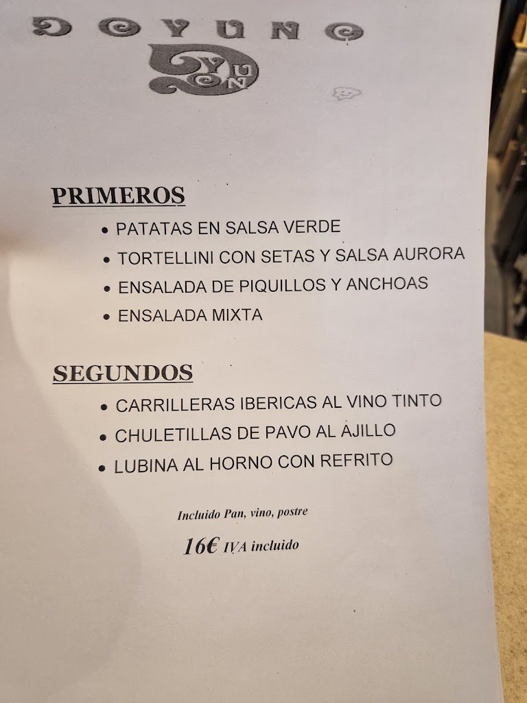 Restaurante Doyuno Cafe — Carta