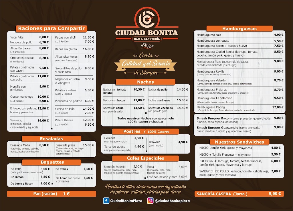 Cafeteria Ciudad Bonita Plaza — Carta