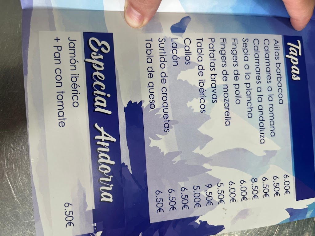 Bar Andorra 2 — Carta
