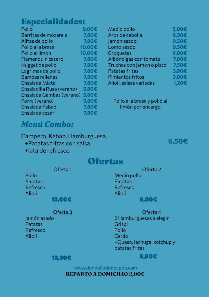 Asadero DON POLLO Loja — Carta