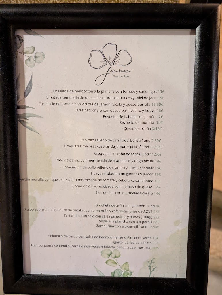 Jara Gastrobar — Carta