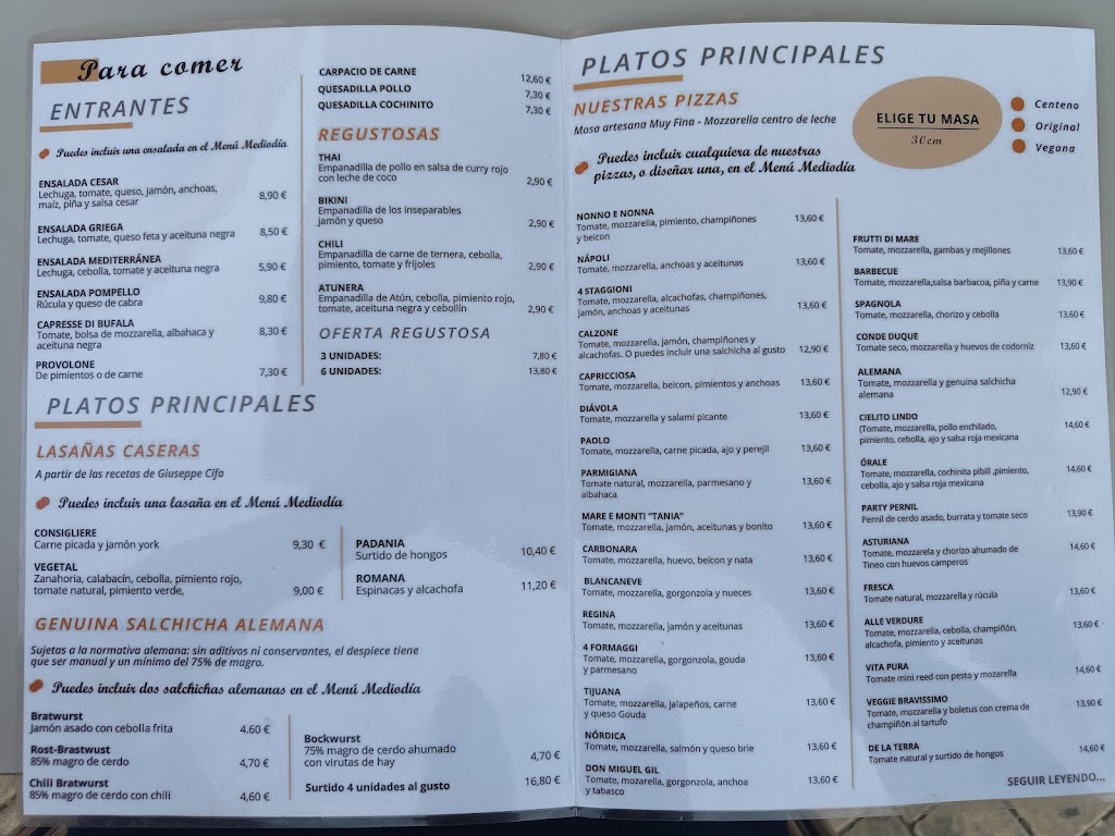 Orale Pues — Carta