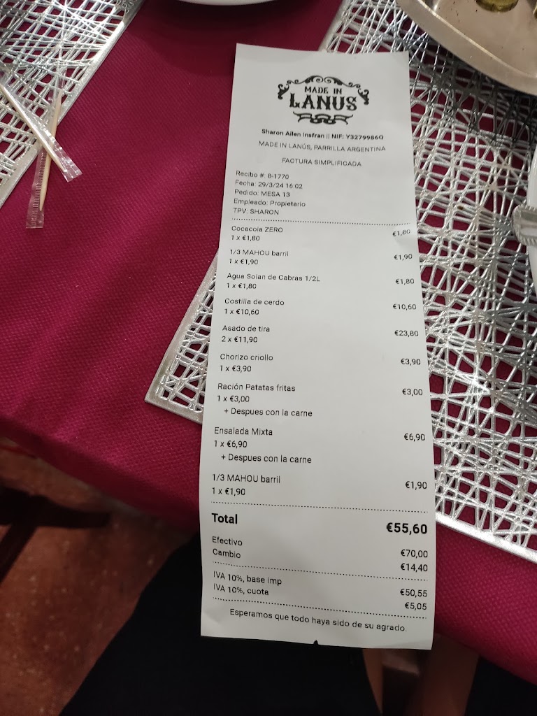 Restaurante Argentino Made in Lanus — Carta