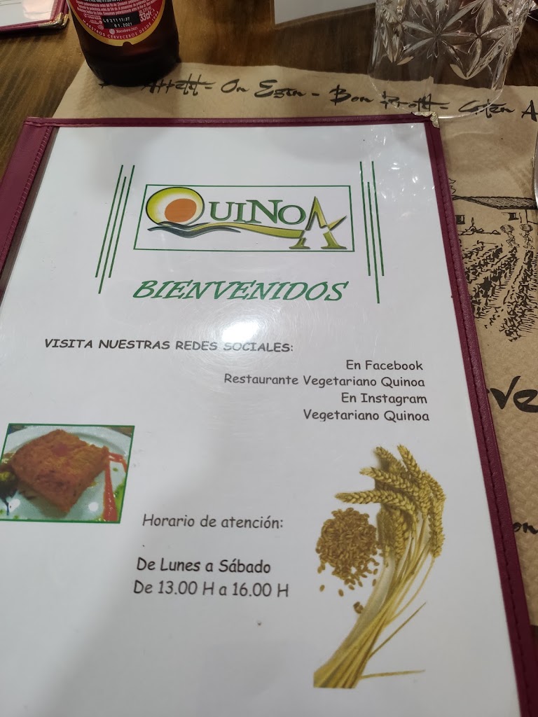Restaurante Vegetariano Quinoa — Carta