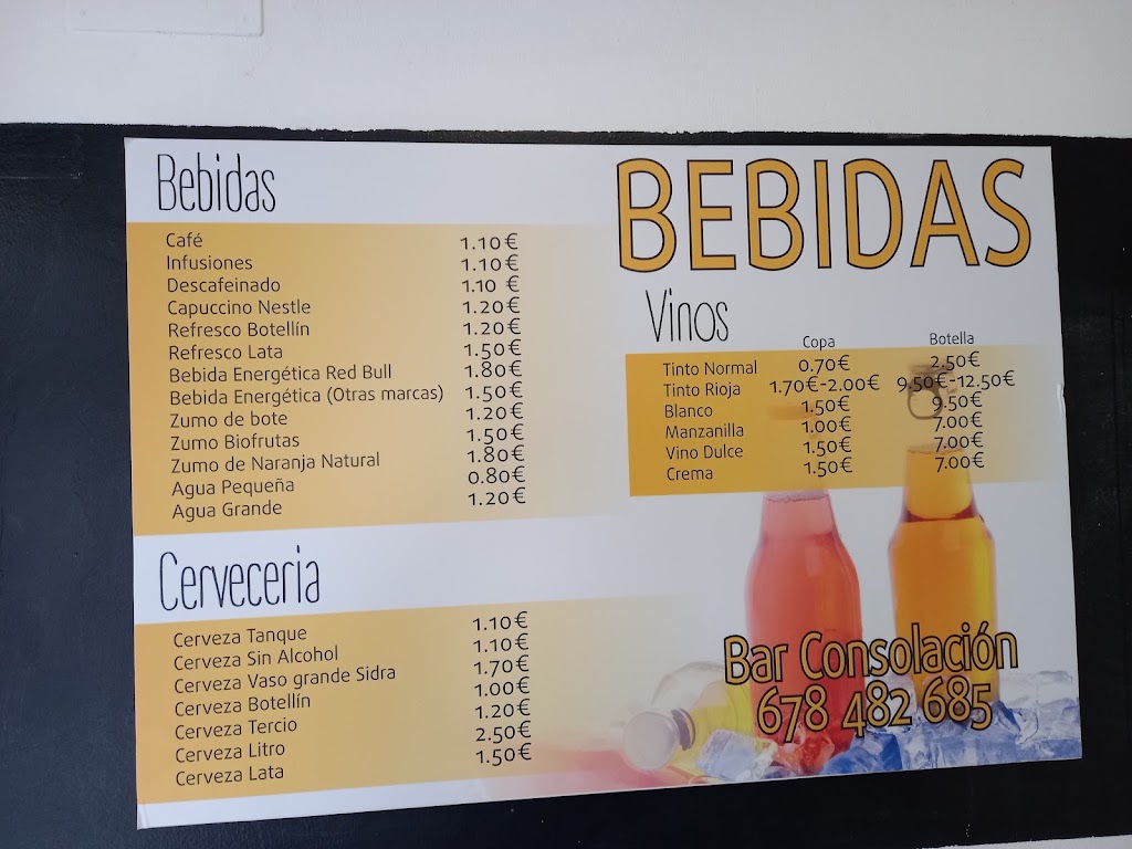 BCC.BAR CAFETERIA CONSOLACION — Carta