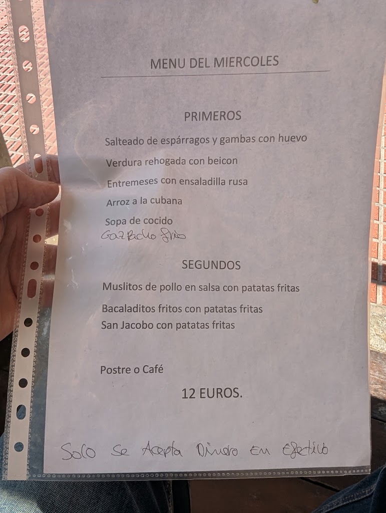 Cafeteria Cristina — Carta