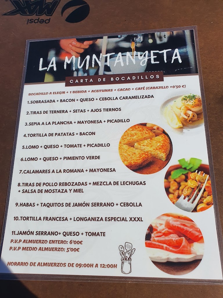 Bar la muntanyeta — Carta