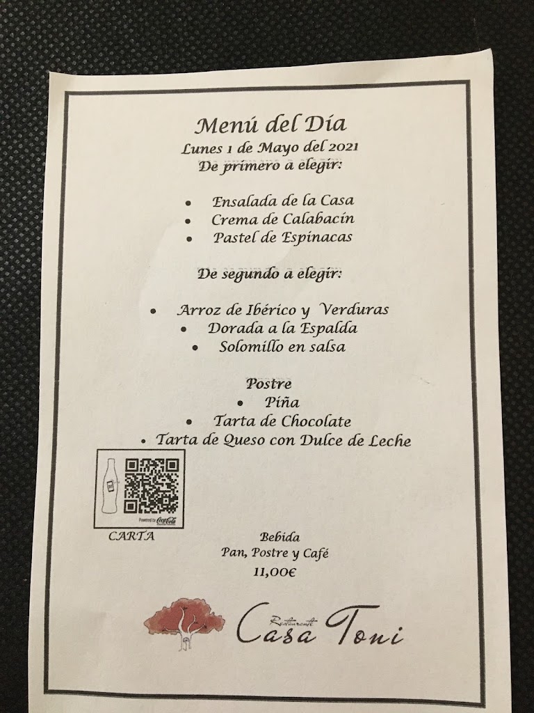 Casa Toni — Carta