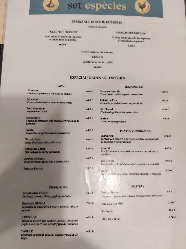 Restaurante Set Especies — Carta